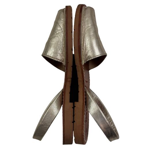 Castell Metallic Gold Leather Sling Back Sandals Made in Spain Women's Size 6.5 - Picture 4 of 9